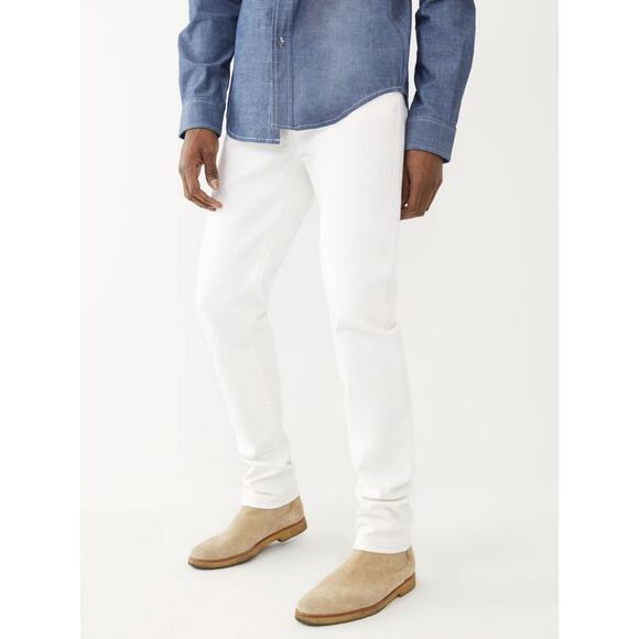 True Religion Men's Rocco Renegade Relaxed Skinny Fit Stretch White Jeans - Picture 1 of 9